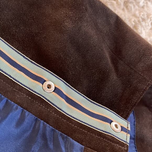 STOCKO YKK New York Brown Leather Skirt A-Line Snap Closure - Picture 8 of 11